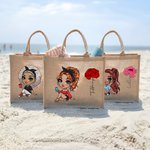 Borsa in iuta personalizzata con nome personaggio e fiore di nascita regalo perfetto per matrimonio e compleanni per donne