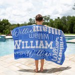 Personalized Multicolor Oversized Quick Dry Name Beach Towel Travel Essential Birthday  Gift for Family Friend