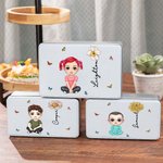 Gepersonaliseerde Cartoon karakter geboorte bloem Food-grade snoep Cookie koekje opslag Tin met naam Festival partij Gunsten Gift voor kinderen familie