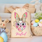 Personalised Cute Bow Bunny Drawstring Gift Bag with Name Easter Party Gift for Kids Family
