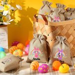 Personalizzato fantasia coniglietto arcobaleno Onesie personaggio dei cartoni animati coulisse Burlap trattare borsa con nome festa di Pasqua regalo per i bambini