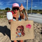 Borsa in iuta personalizzata con nome personaggio e fiore di nascita regalo perfetto per matrimonio e compleanni per donne