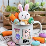 Personalisierte Osterhase Ei Cartoon Charakter 11oz Emaille Becher mit Initialen und Namen Ostern Party Geschenk für Jungen Mädchen