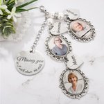 Personlig spets oval fotobukett Charm med hjärtgraverat hänge Minnesmärke Bröllopsgåva till brud