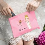 Personalized Cartoon Character Zodiac Birth Flower Portable Makeup Bag with Name Birthday Travel Accessories Gift for Women