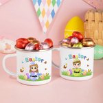 Personalised Colourful Broken Eggshell Cartoon Butterfly 11oz Silver Rim Stainless Steel Enamel Mug with Name Easter Family Gathering Gift for Kids