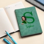 Personalizada de dibujos animados Graduado Inicial PU Cuaderno de cuero con el nombre y 200 páginas rayadas Cumpleaños Regalo de graduación para los graduados