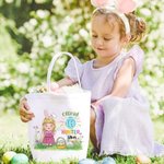 Personalised Official Egg Hunter Cartoon Character Canvas Bucket Bag with Name Easter Eggs Hunting Party Favors Gift for Boys Girls