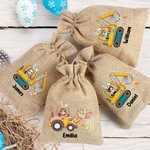 Personalizzato coniglietto personaggio cartoon escavatore uova di Pasqua riutilizzabile coulisse Burlap trattare borsa con nome regalo di festa di Pasqua per i bambini