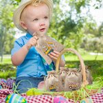 Personalizzato coniglietto personaggio cartoon escavatore uova di Pasqua riutilizzabile coulisse Burlap trattare borsa con nome regalo di festa di Pasqua per i bambini