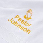 Personalized Praying Hands Embroidered Super Absorbent 100% Cotton Towel with Name Daily Use Religious Baptism Gift for Pastor Christian
