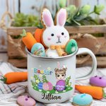 Personalized Cute Easter Eggs Grassland Cartoon Character Name 11oz Enamel Mug Party Favor Easter Gift for Girls Boys