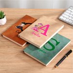 Personalizada de dibujos animados Graduado Inicial PU Cuaderno de cuero con el nombre y 200 páginas rayadas Cumpleaños Regalo de graduación para los graduados