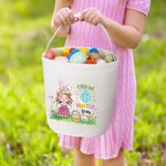 Personalised Official Egg Hunter Cartoon Character Canvas Bucket Bag with Name Easter Eggs Hunting Party Favors Gift for Boys Girls