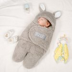 Saco de dormir personalizada con conejo saco de dormir para bebé con nombre bordado disfraz para vacaciones regalo para baby shower de recién nacido