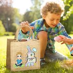 Personalisiertes Tote Bag Jute-Tasche Cartoon-Charakter Osterei Grasland mit Initialen Namen Party Gunst Ostereiersuche Geschenk für Jungen Mädchen