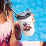 Personalized Birth Flower Western Cowgirl Boots Hat Design 10oz Wine Tumbler with Name Birthday Wedding Party Favor Gift for Women