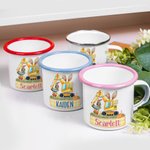 Personalised Cute Bunny Excavator Design 12oz Enamel Mug with Name Easter Party Birthday Gift for Kids