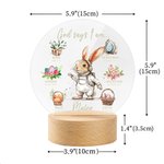 Conejito Personalizado Carrera Dios Dice Yo Soy Nombre LED Luz de Noche con Base de Madera Decoración de Guardería Cumpleaños Pascua Regalo para Niños
