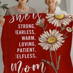 Personalized She is Strong Fearless Birth Flower Soft Throw Blanket with Name Multicolor Birthday Mother's Day Anniversary Gift for Mom Grandma