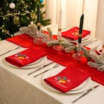 Personalized Christmas Bell Holly 100% Cotton Reusable Square Napkin with Name Table Decor Christmas Housewarming Gift for Family