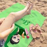 Personalized Multicolor Cartoon Graduate Initial Oversized Quick Dry Beach Towel with Name Graduation Beach Pool Party Gift for Women