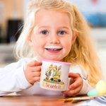 Personalised Cute Bunny Excavator Design 12oz Enamel Mug with Name Easter Party Birthday Gift for Kids