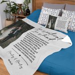 Personalisierte Liebe ist geduldig Kind Foto weiche Decke mit Namen und Datum Valentinstag Jahrestag Hochzeitsgeschenk für Paar werfen