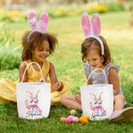 Gepersonaliseerde Zonnebril Paashaas Bellenblaasmand Herbruikbare Canvas Mand met Naam Eierjacht Feest Favoriet Verjaardagscadeau voor Jongens Meisjes