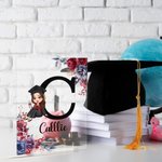 Personalized Floral Cartoon Graduate Initial Acrylic Plaque with Name Home Decor Birthday Graduation Gift for Graduates