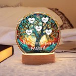 Personalized Stained Glass Style Tree of Life LED Night Light with 2-16 Heart Names and Wooden Base Home Decor Birthday Mother's Day Gift for Family