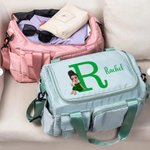 Gepersonaliseerde Cartoon Afstuderen Initial Multi-compartiment reistas met naam en schouderband Reisaccessoires Afstuderen Gift voor afgestudeerden