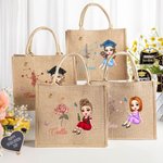Cartone animato personalizzato Laureato Oroscopo Nascita Fiore Borsa di iuta con nome Laurea Regalo di compleanno per le donne