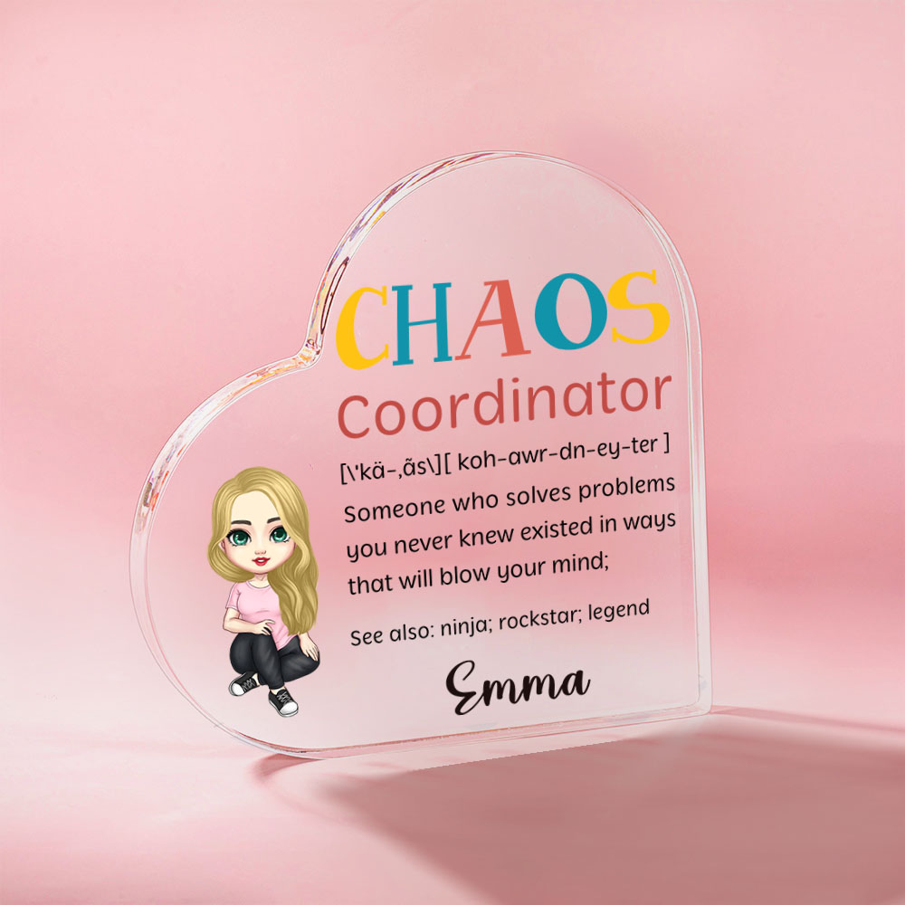 Plaque en acrylique en forme de coeur avec nom Décoration de bureau Cadeau d'anniversaire pour femmes hommes