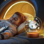 Luce notturna a LED personalizzata con nome e design dell'astronauta con foto base in legno decorazione per cameretta regalo di compleanno per bambini