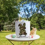 Cesta de Pascua de Lona Personalizada con Conejito y Nombre Huevos de Pascua Fiesta de Caza Regalo para Niños Niñas