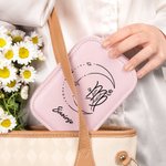 Personalised Zodiac Birth Flower Leather Name Jewellery Box with Adjustable LED Makeup Mirror Travel Essentials Birthday Gift for Women Girls