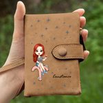 Portefeuille Pliable en Cuir PU Personnalisé avec Nom Personnage et Signe Astrologique Cadeau Anniversaire pour Filles et Femmes
