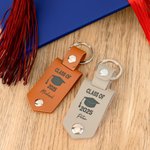 Personalisierte Multicolor Graduation Cap Foto Leder Schlüsselanhänger mit Namen und Jahr motivierende Graduierung Geschenk für Absolventen