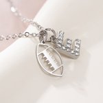 Personalized Dainty Football Baseball Basketball Pendant Necklace with Zircon Initial Game Day Accessories Birthday Team Gift for Ball Sports Lovers