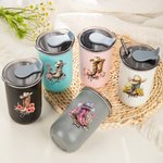 Personalized Birth Flower Western Cowgirl Boots Hat Design 10oz Wine Tumbler with Name Birthday Wedding Party Favor Gift for Women