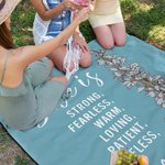 Personalized She is Strong Fearless Birth Flower Soft Throw Blanket with Name Multicolor Birthday Mother's Day Anniversary Gift for Mom Grandma