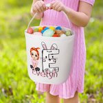 Gepersonaliseerde schattige cartoonfiguur Bunny Chick initiële emmer tas met naam paaseieren jacht mand verjaardagsfeestje Gunsten Gift voor kinderen