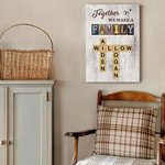 Gepersonaliseerde Together We Make A Family Kruiswoordkunst Poster Frameless Ingelijst Schilderij met Naam Home Decor Housewarming Gift voor Familieleden