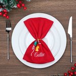 Personalized Christmas Bell Holly 100% Cotton Reusable Square Napkin with Name Table Decor Christmas Housewarming Gift for Family