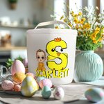 Gepersonaliseerde schattige cartoonfiguur Bunny Chick initiële emmer tas met naam paaseieren jacht mand verjaardagsfeestje Gunsten Gift voor kinderen