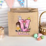 Bolsa de yute reutilizable con nombre para fiesta de Pascua regalo para niños