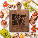 Gepersonaliseerd Gegraveerd Foto Tekst Datum Houten Bamboe Omkeerbare Kaas Charcuterie Snijplank met Handvat Huiswarming Jubileum Cadeau voor Familie