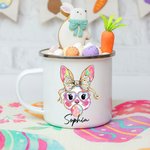 Tasse émaillée personnalisée avec nom et bord coloré Cadeau de fête de Pâques pour les enfants et la famille