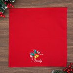 Personalized Christmas Bell Holly 100% Cotton Reusable Square Napkin with Name Table Decor Christmas Housewarming Gift for Family